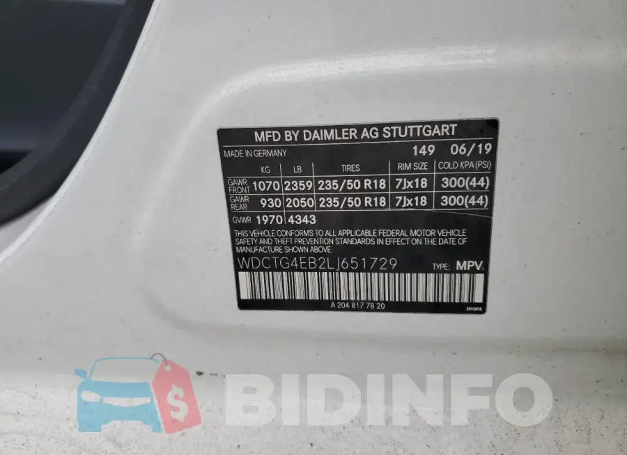 WDCTG4EB2LJ651729 Photo# 13