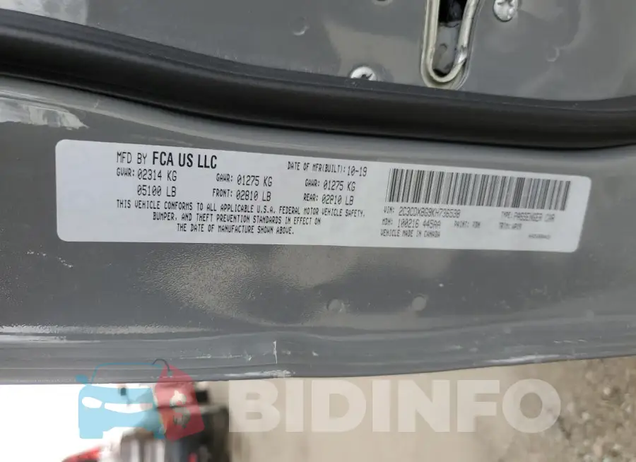 2C3CDXBG9KH736538 Photo# 12