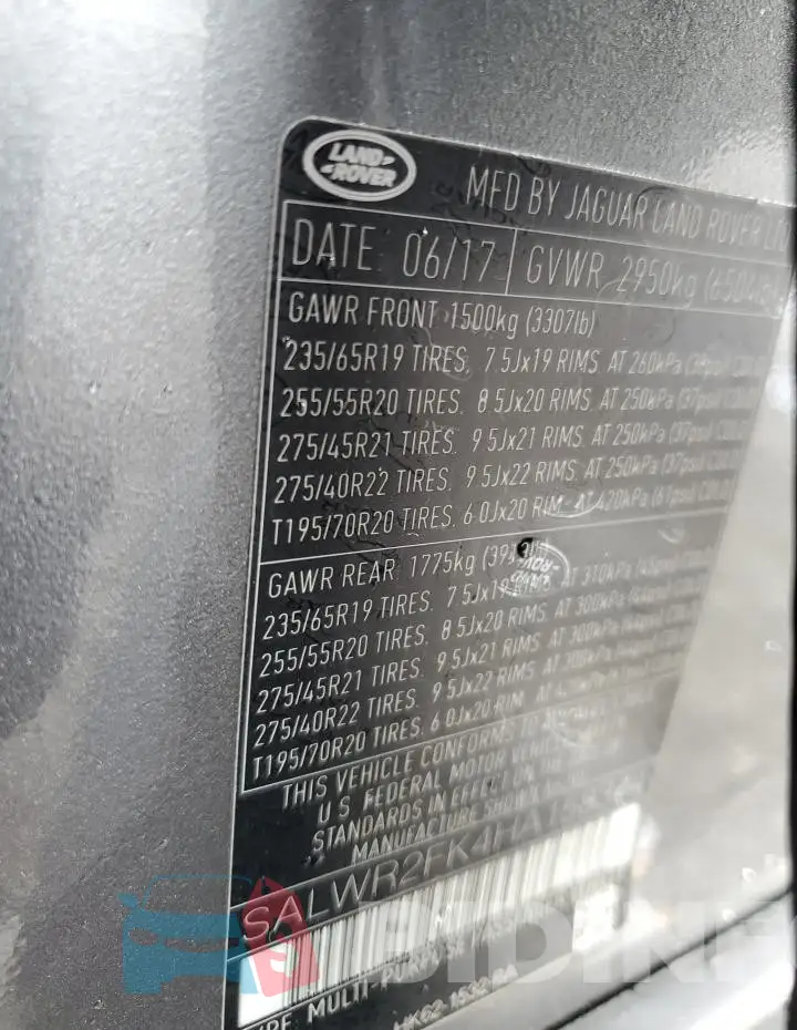 SALWR2FK4HA158344 Photo# 13