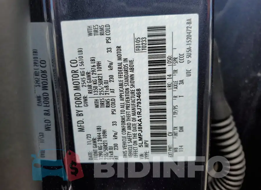 5LMPJ8KA1RJ793468 Photo# 13