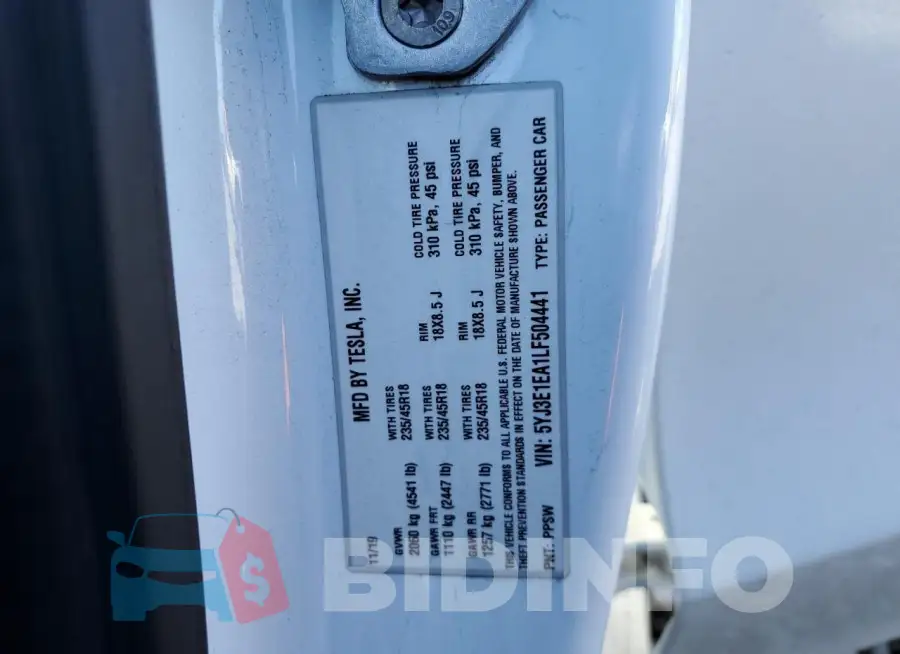 5YJ3E1EA1LF504441 Photo# 12