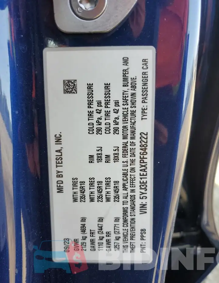 5YJ3E1EAXPF648222 Photo# 13