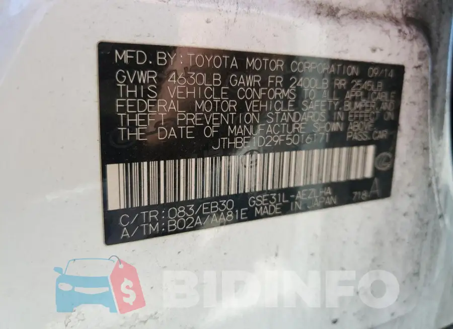 JTHBE1D29F5016171 Photo# 12