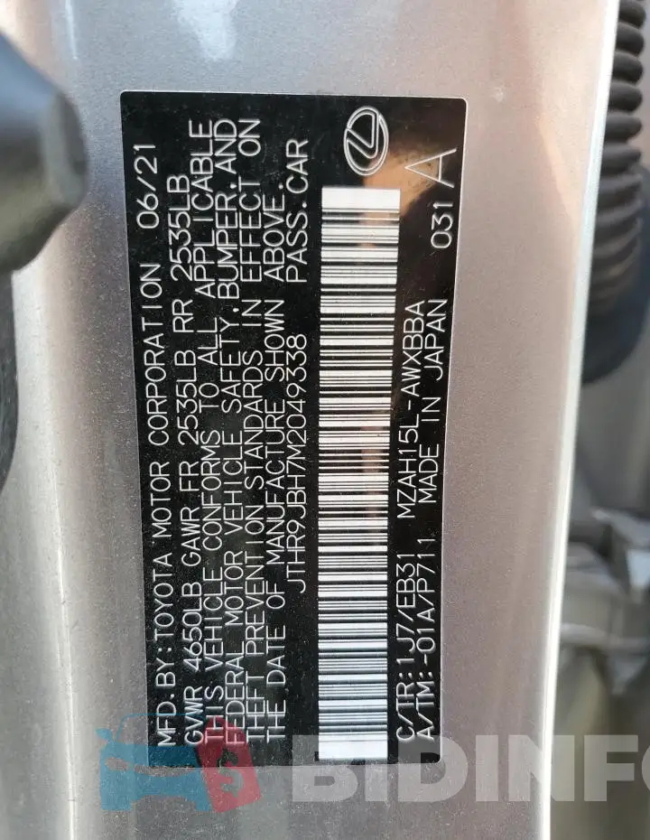 JTHR9JBH7M2049338 Photo# 13