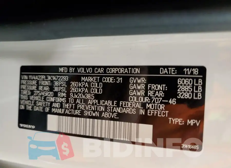 YV4A22PL3K1472293 Photo# 13