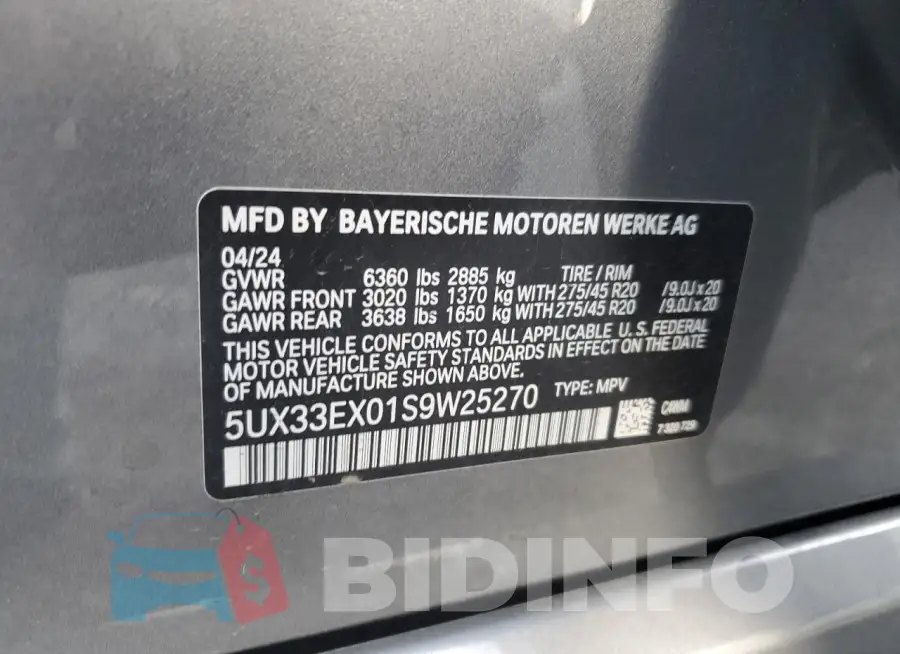 5UX33EX01S9W25270 Photo# 12