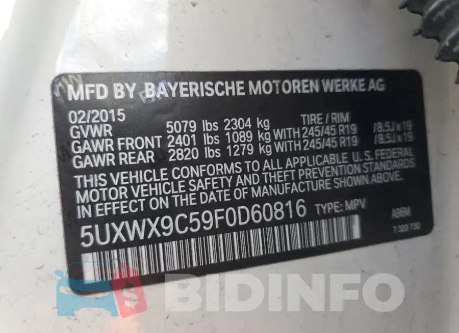 5UXWX9C59F0D60816 Photo# 12