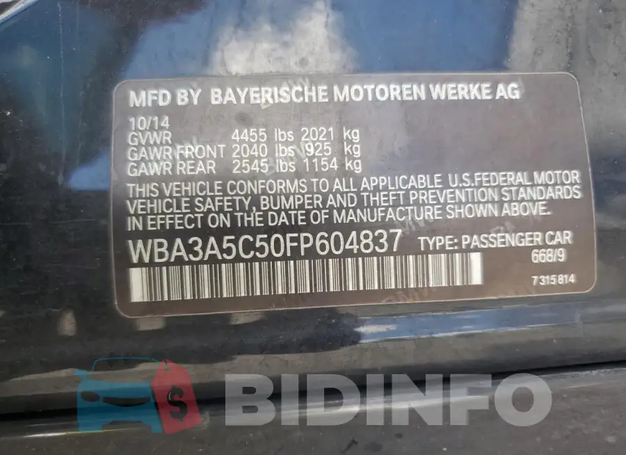 WBA3A5C50FP604837 Photo# 12