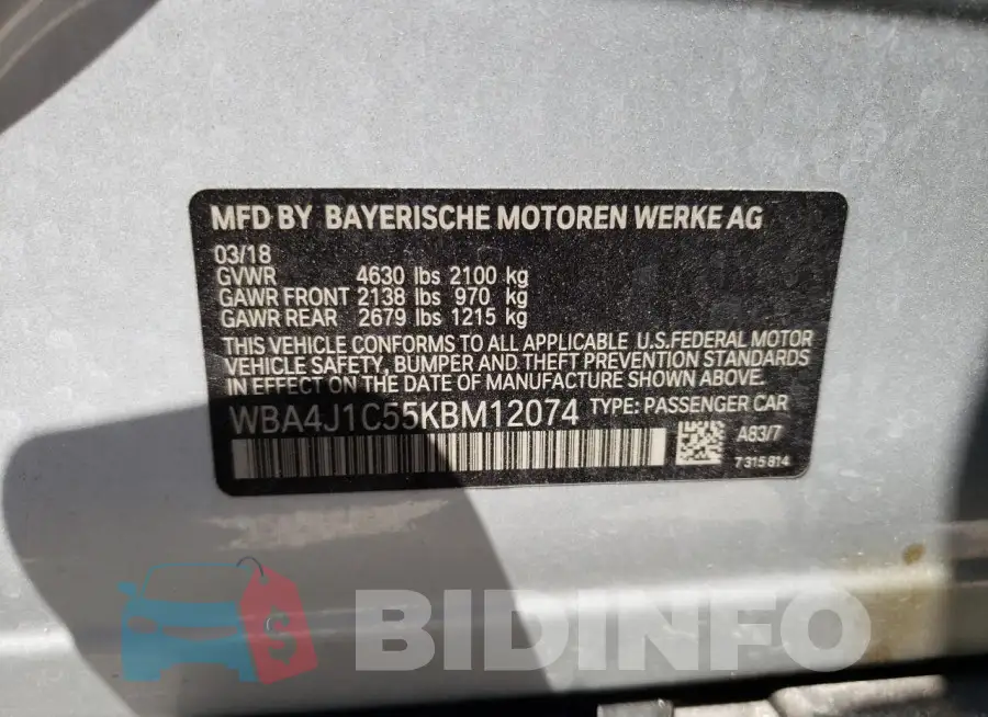 WBA4J1C55KBM12074 Photo# 13