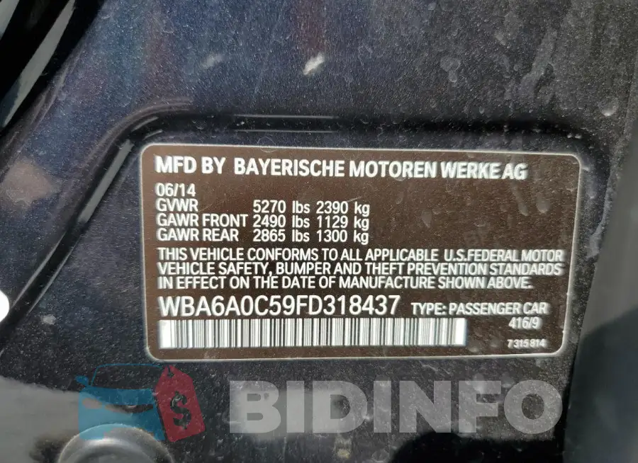 WBA6A0C59FD318437 Photo# 12