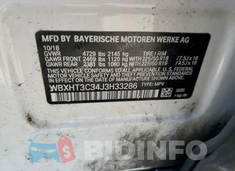 WBXHT3C34J3H33286 Photo# 13