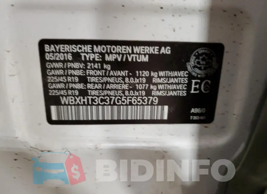 WBXHT3C37G5F65379 Photo# 13