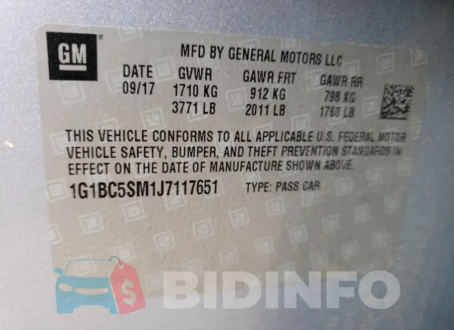 1G1BC5SM1J7117651 Photo# 12