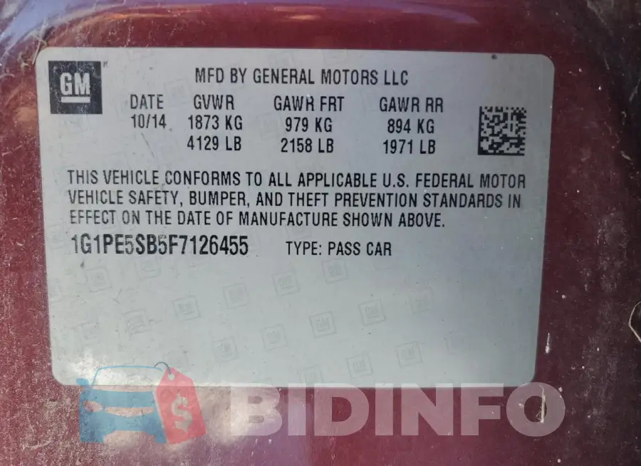 1G1PE5SB5F7126455 Photo# 13