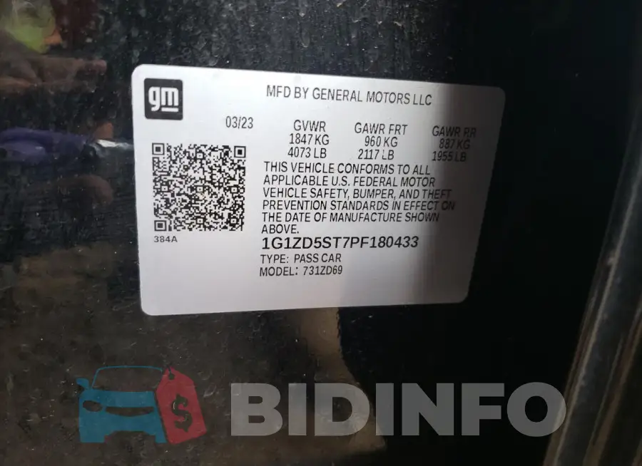 1G1ZD5ST7PF180433 Photo# 12