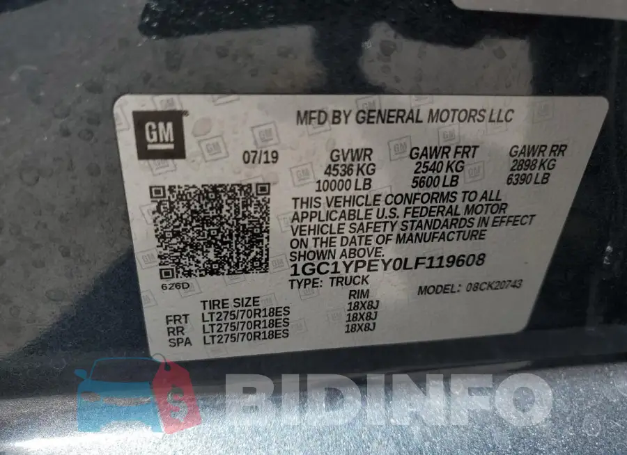 1GC1YPEY0LF119608 Photo# 12