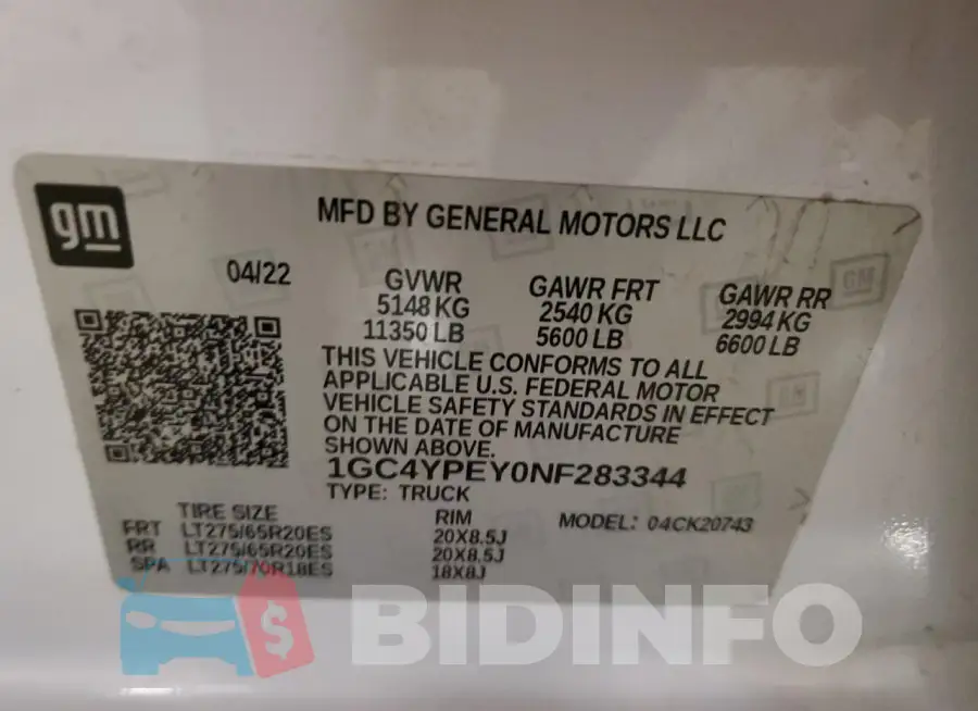 1GC4YPEY0NF283344 Photo# 12