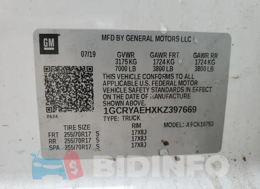 1GCRYAEHXKZ397669 Photo# 12