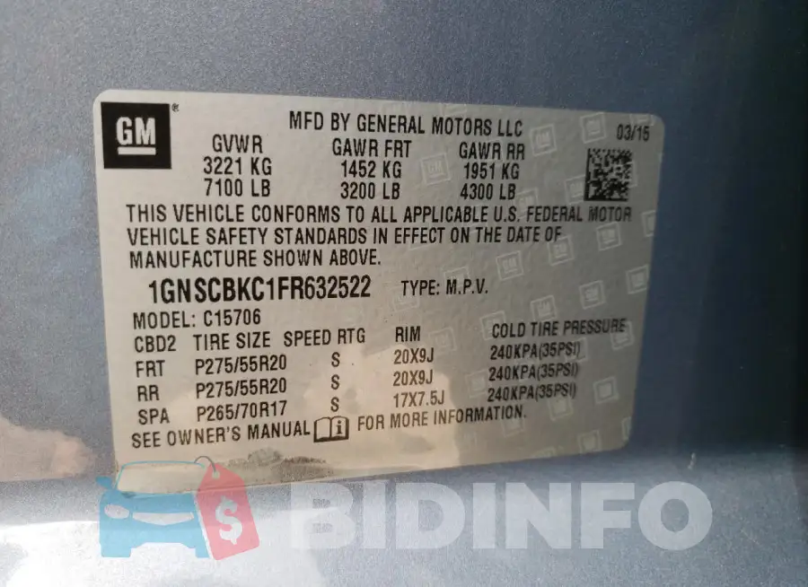 1GNSCBKC1FR632522 Photo# 13