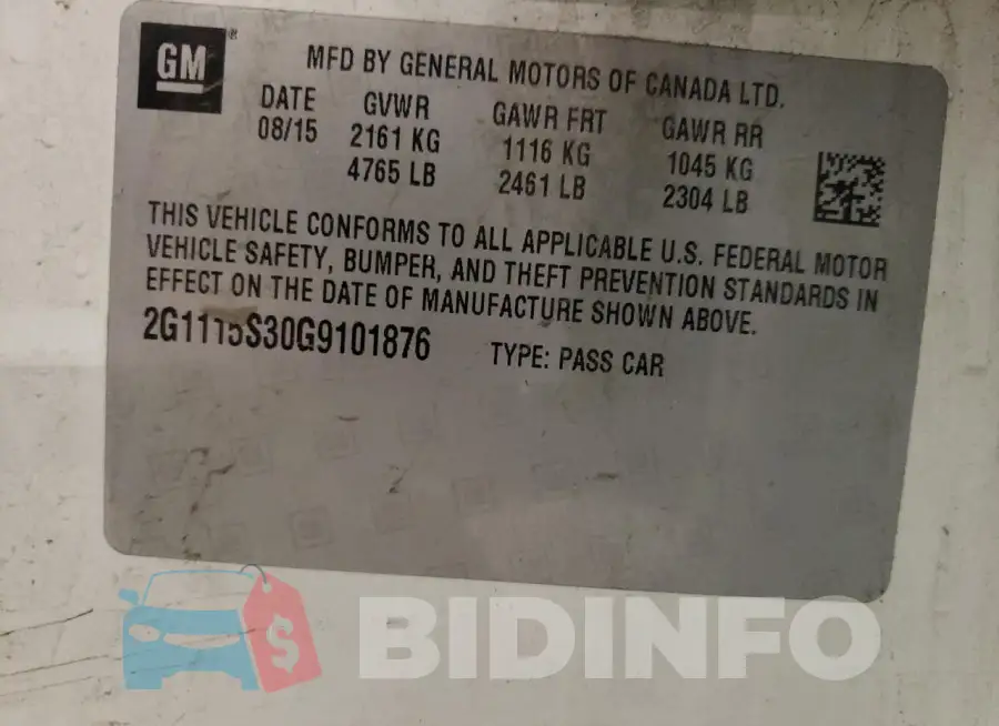2G1115S30G9101876 Photo# 12