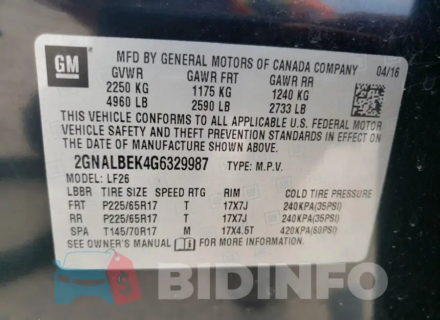 2GNALBEK4G6329987 Photo# 13