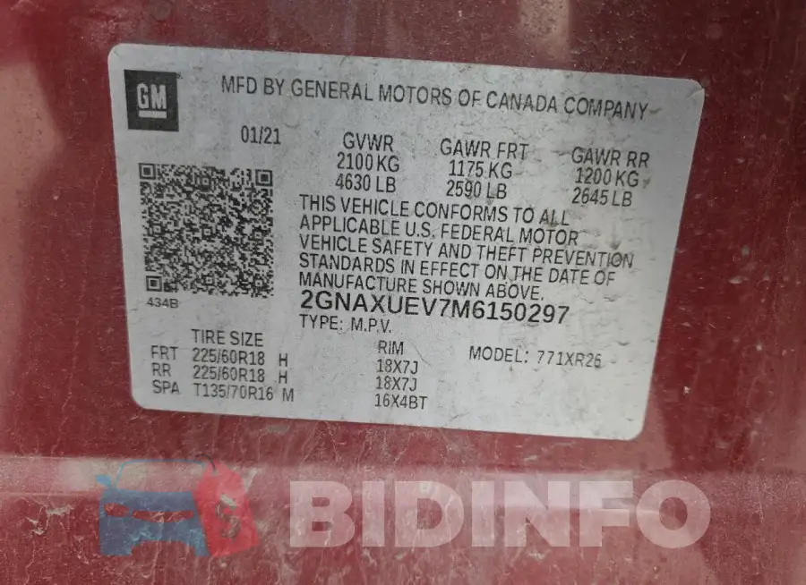 2GNAXUEV7M6150297 Photo# 14