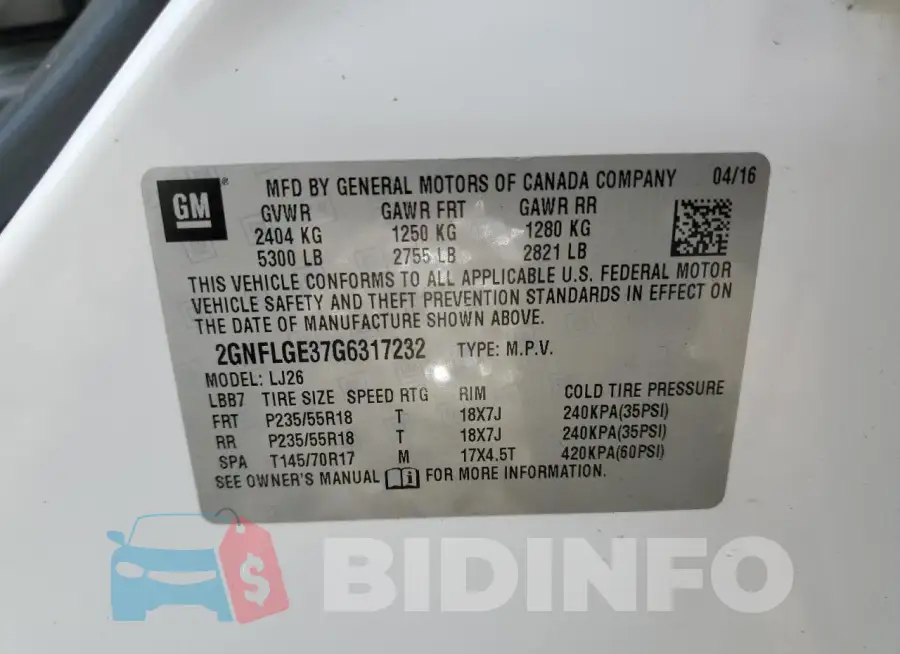 2GNFLGE37G6317232 Photo# 13