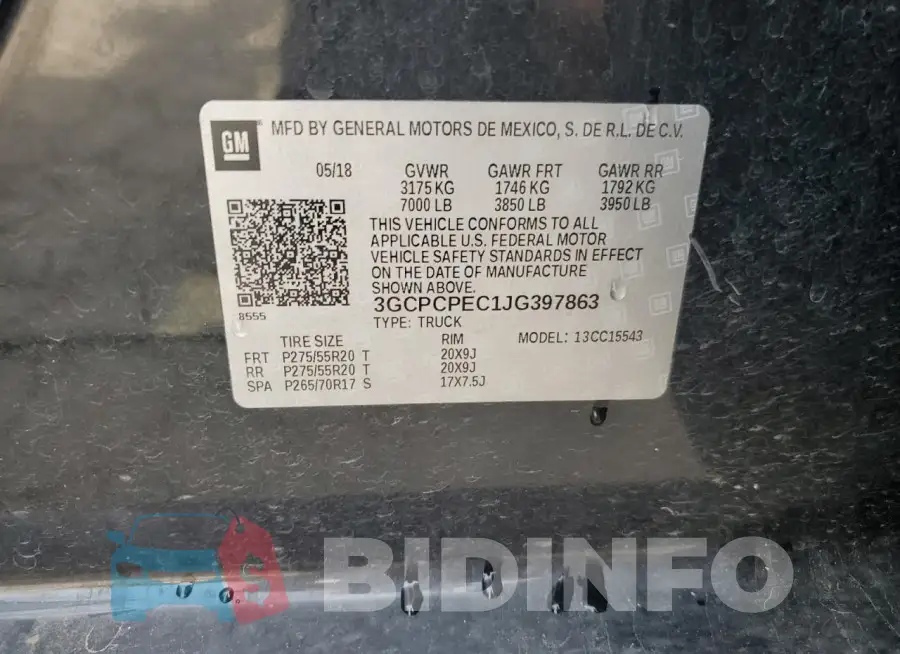 3GCPCPEC1JG397863 Photo# 12