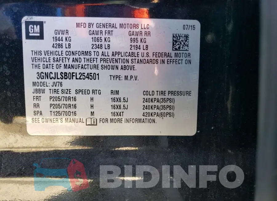 3GNCJLSB0FL254501 Photo# 13