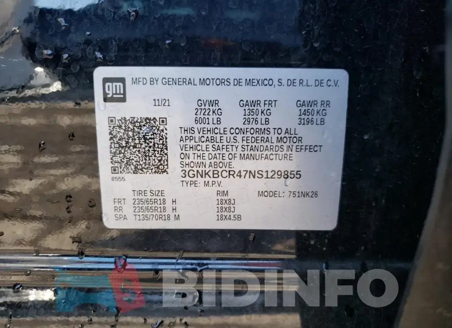 3GNKBCR47NS129855 Photo# 13