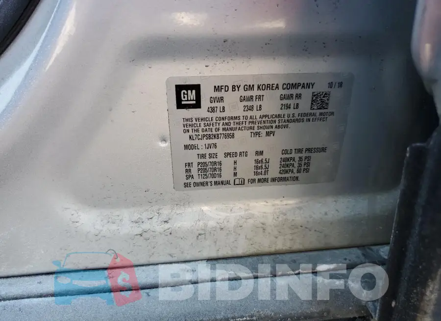 KL7CJPSB2KB776958 Photo# 14