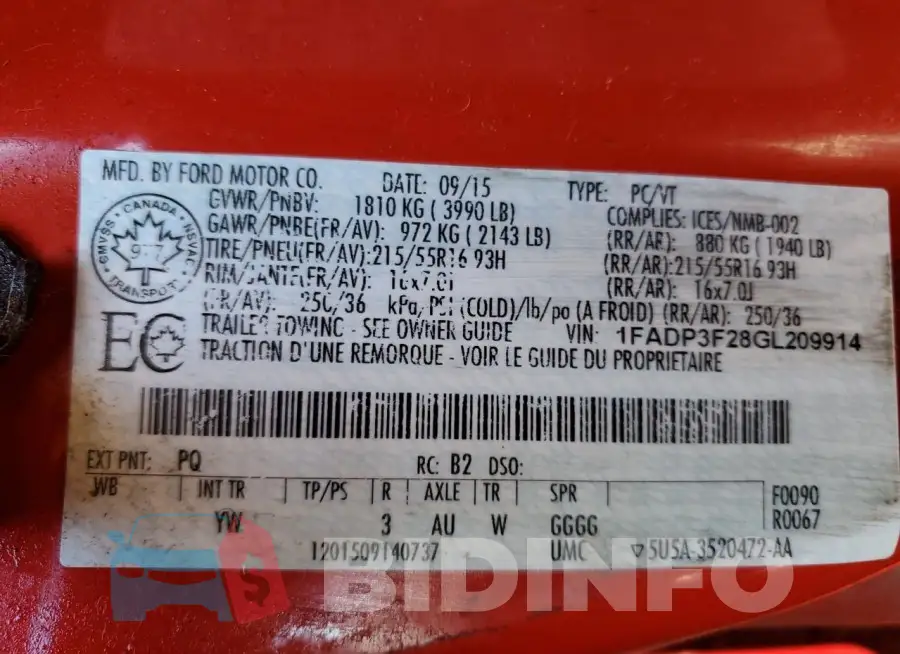 1FADP3F28GL209914 Photo# 13