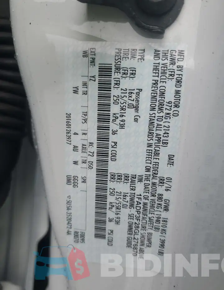 1FADP3F28GL276870 Photo# 12
