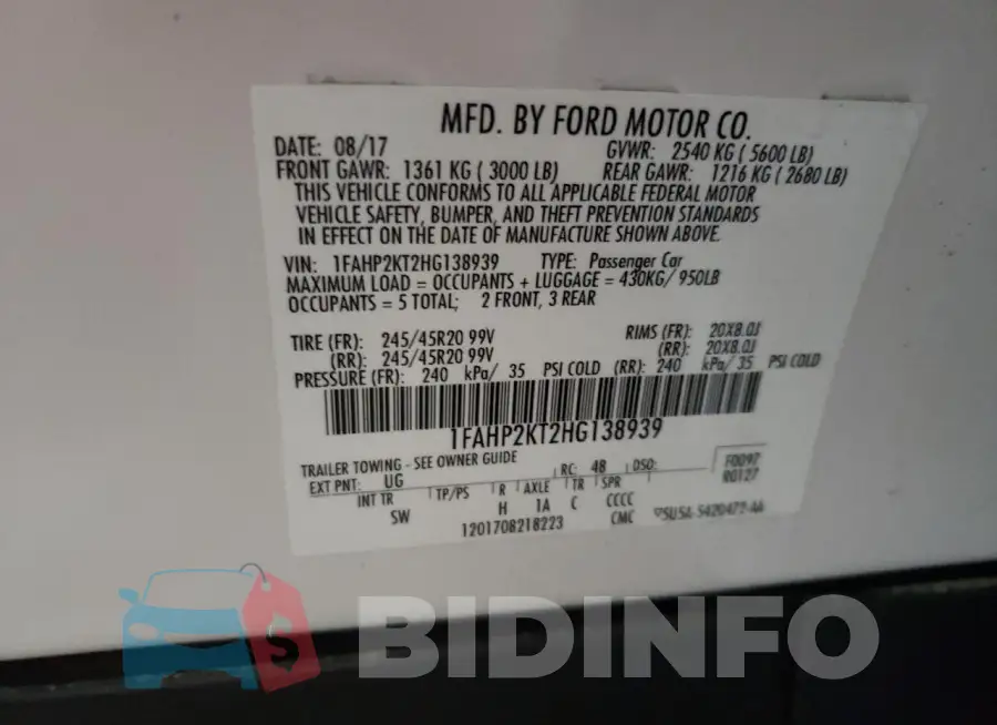 1FAHP2KT2HG138939 Photo# 12