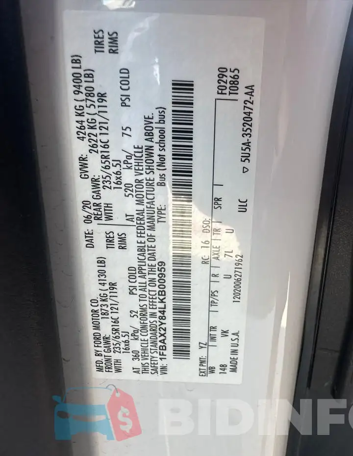 1FBAX2Y84LKB00959 Photo# 10