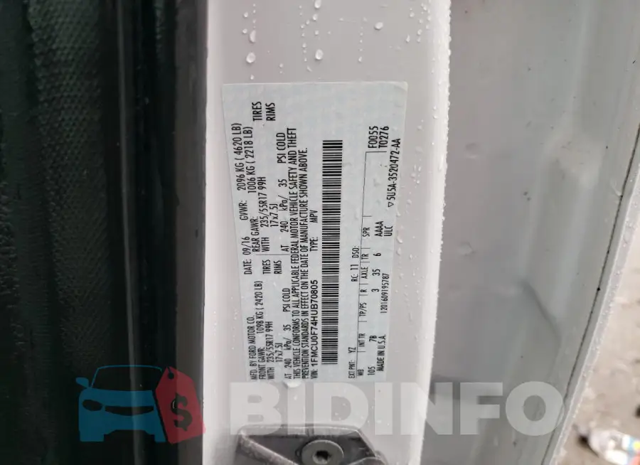 1FMCU0F74HUB70805 Photo# 13