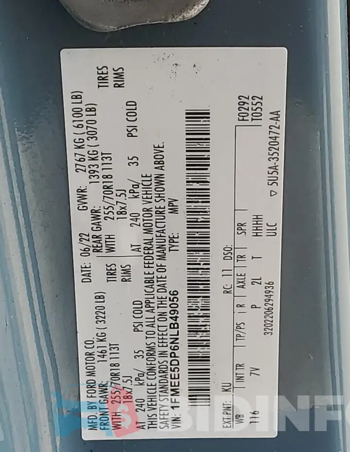 1FMEE5DP6NLB49056 Photo# 13