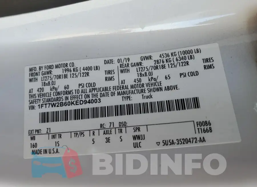 1FT7W2B60KED94003 Photo# 12