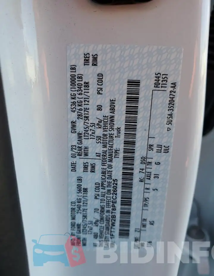1FT7W2BT8PEC26025 Photo# 12