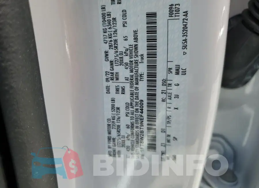 1FT8W2BT9NEF44009 Photo# 12