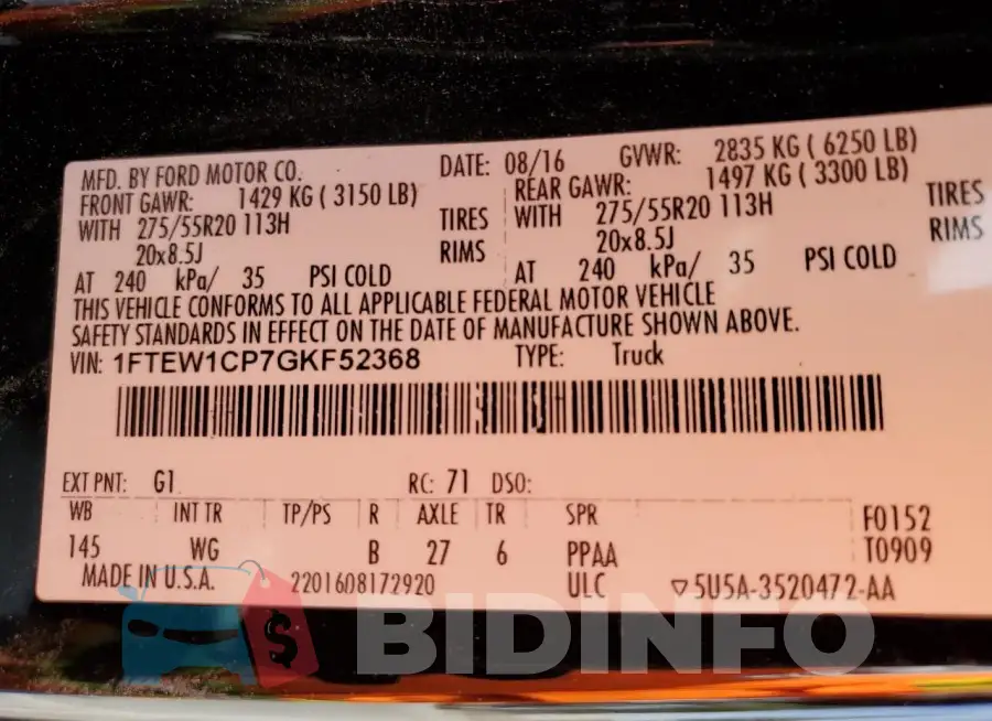 1FTEW1CP7GKF52368 Photo# 12