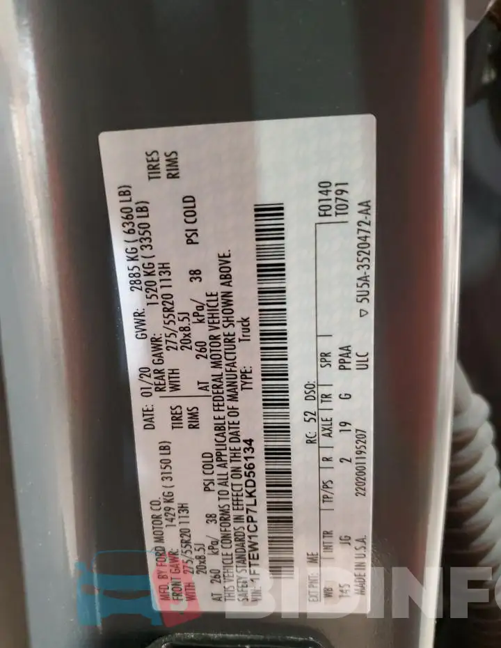 1FTEW1CP7LKD56134 Photo# 12