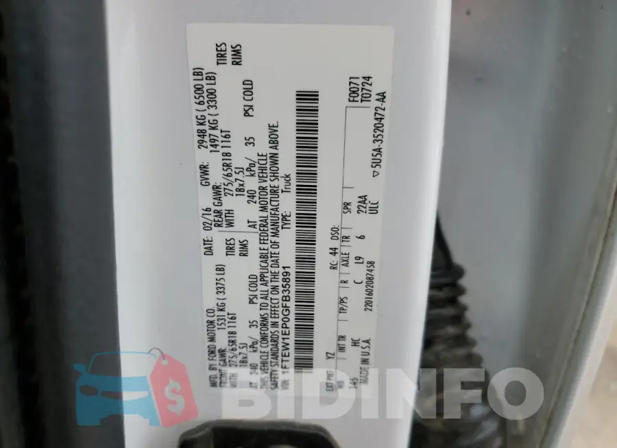 1FTEW1EP0GFB35891 Photo# 12