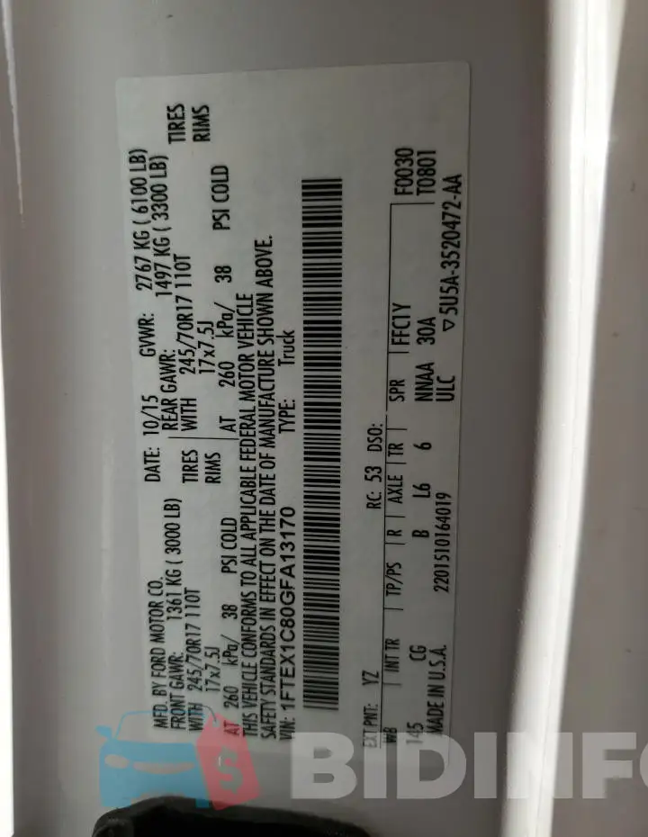 1FTEX1C80GFA13170 Photo# 12