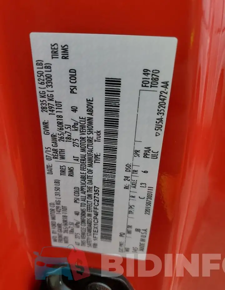 1FTEX1CP4FFC27357 Photo# 12