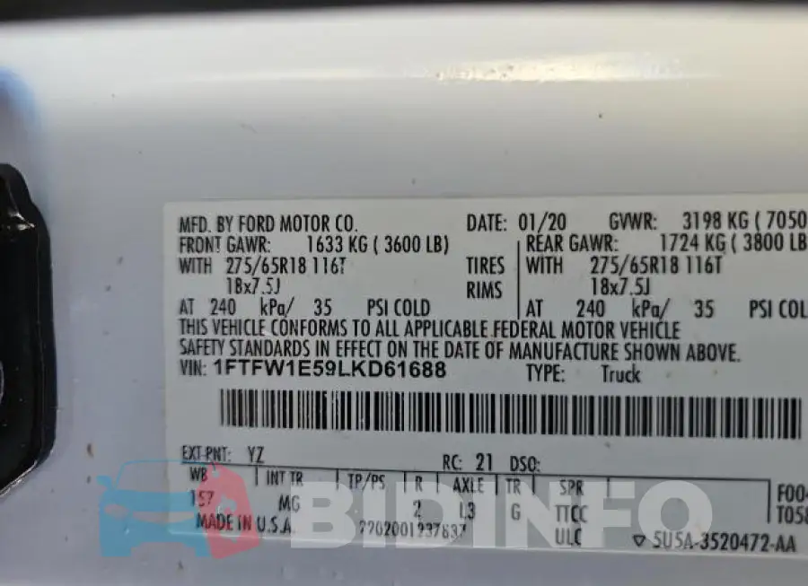 1FTFW1E59LKD61688 Photo# 10