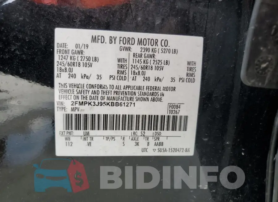 2FMPK3J95KBB61271 Photo# 12