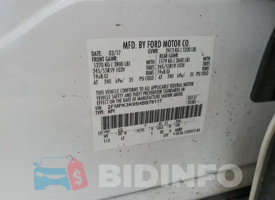 2FMPK3K95HBB76117 Photo# 14