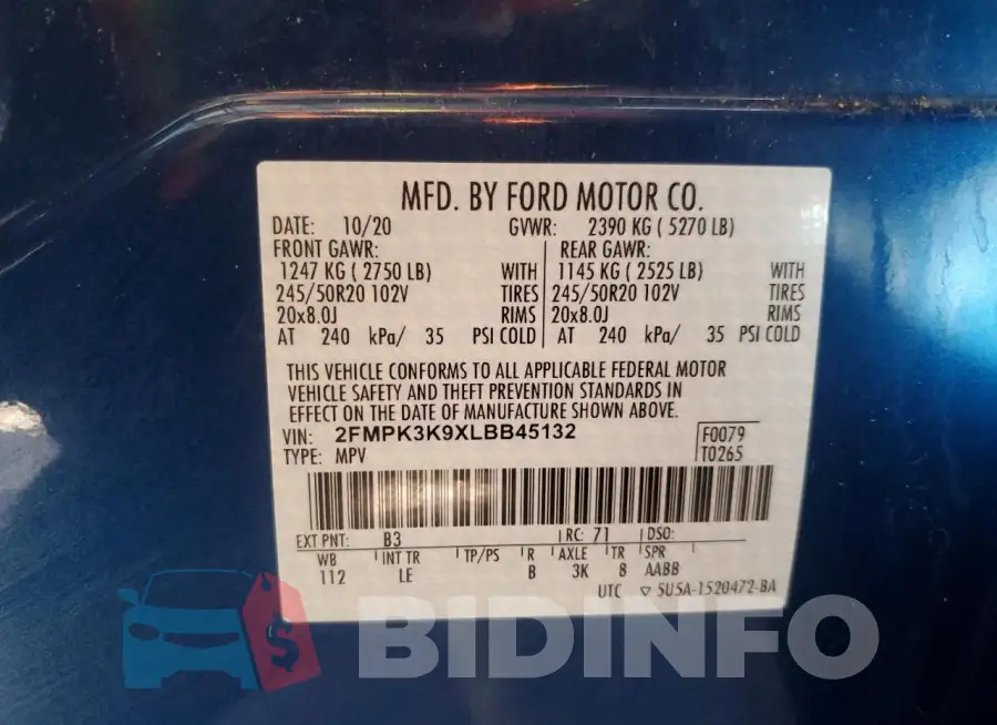 2FMPK3K9XLBB45132 Photo# 12