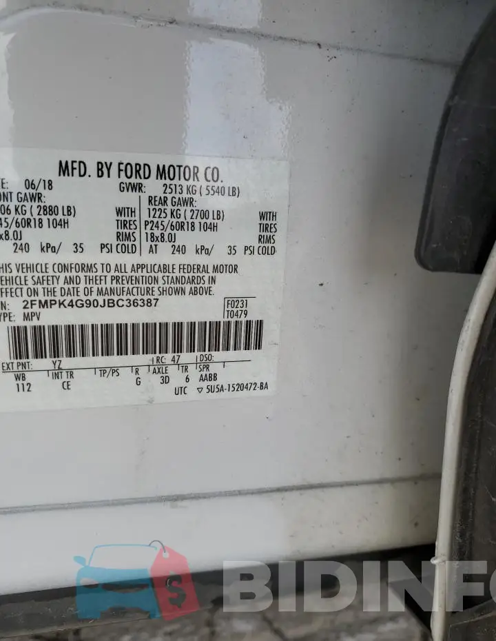 2FMPK4G90JBC36387 Photo# 13